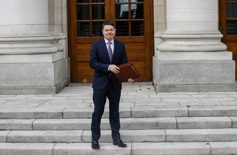 FILE PHOTO: Irish Finance Minister Paschal Donohoe presents Budget 2020 at Government Buildings in Dublin, Ireland October 8, 2019. REUTERS/Lorraine O'Sullivan